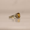 Faceted Orange Glass Split Shank 10K White Gold Art Deco Ring R-923AT-G65