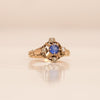 10K Antique Victorian Yellow Gold Blue Glass & Seed Pearl Ring R-923RA-G45