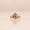 10K Antique Victorian Yellow Gold Blue Glass & Seed Pearl Ring R-923RA-G45