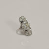 Filigree Art Deco Fancy Light Yellow Diamond 18K White Gold Shield Ring