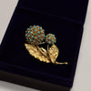 Vintage Turquoise Floral Brooch 18K Gold