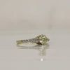 Edwardian Half Carat Yellow Old Miner Cut Diamond Two Tone 14K Solitaire Ring