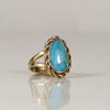 Turquoise 14K Yellow Gold Rope Border Ring