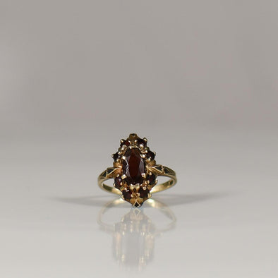 Vintage Garnet Marquise & Enamel Ring