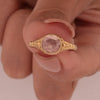 1900's Victorian 18K Gold Rose Cut Diamond Low Profile Filigree Carved Solitaire