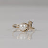 Pearl Ribbon With Diamond 14K Rose Gold Ring