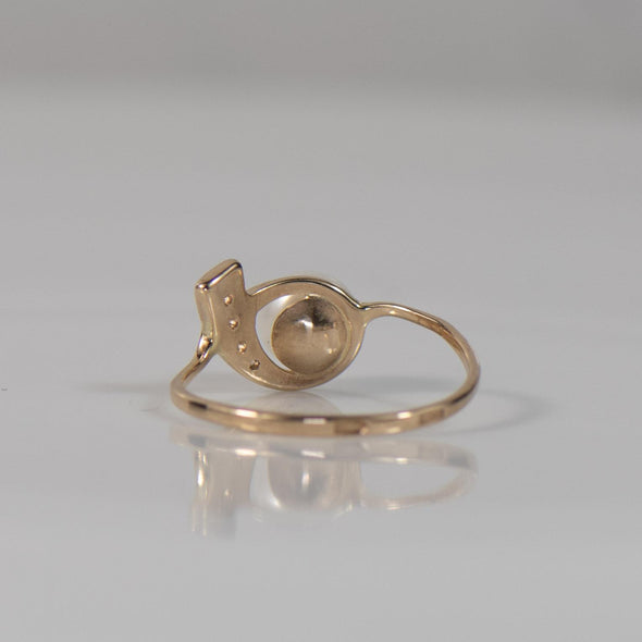 Pearl Ribbon With Diamond 14K Rose Gold Ring