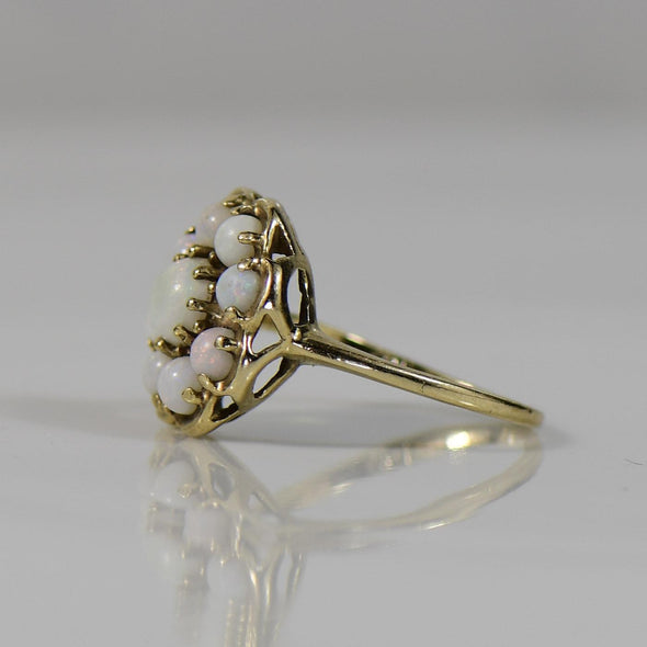 Vintage Opal Flower Yellow Gold Statement Ring