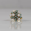 Vintage Turquoise and Pearl Cluster High Karat Gold 18K+ Ring