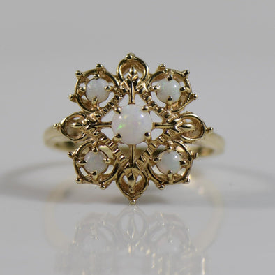 Vintage Opal Floral Inspired Cluster Ring