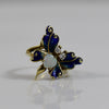 Opal and Blue Enamel Butterfly Ring with single cut Diamonds