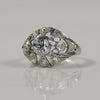 Art Deco 2.55cttw Old Cut Diamond Geometric Open Work Dome Style Platinum Ring