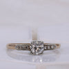 Circa 1920's Art Deco Platinum and 14K Yellow Gold Solitaire Vintage Engagement