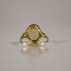 1920's Art Deco 14K Two Tone Bezel Set 4.5ct Oval Opal Cabochon Solitaire Ring