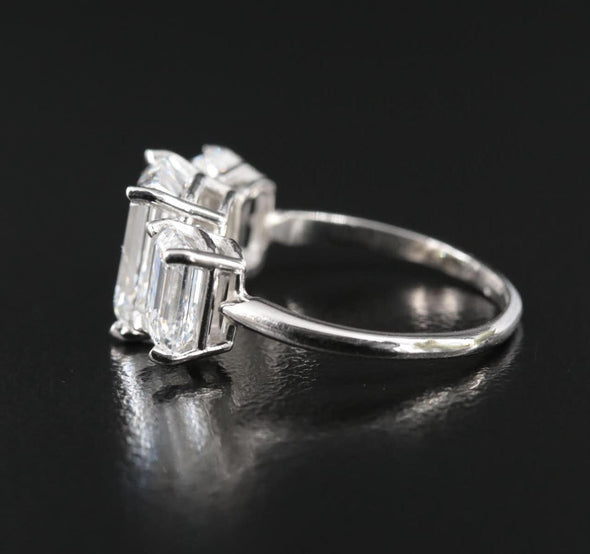 Platinum 5.02 CTW Lab Grown Diamond Three Stone Ring with IGI Reports