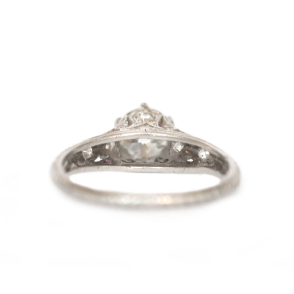 Circa 1910's Edwardian Platinum .93 ct Old European Cut Diamond Engagement Ring