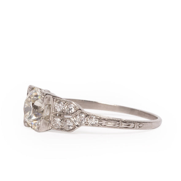 Circa 1920's Platinum 1.52 CTTW Old European Cut Diamond Engagement Ring