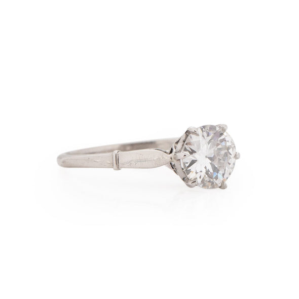 Circa 1920's Art Deco Platinum Brilliant Cut GIA Certified Diamond Ring