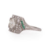 Circa 1920's Art Deco Platinum 1.26 Ct GIA Certified Diamond and Emerald Ring