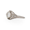Dated 1924 Art Deco Platinum 1.55Ct Diamond, Filigree Detailed Ring