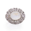 1910's Edwardian 18K 5Ct Moonstone Antique Filigree with Diamond Halo Ring