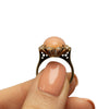 Victorian 18K Yellow Gold Angel Skin Coral and Diamond Ring
