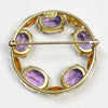 Circa 1930's 14K Yellow Gold Carl Art Circle Amythest Brooch from the bottom giving you a peak underneath 