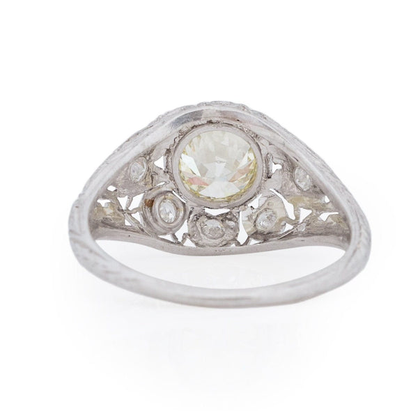 Dated 1927 Art Deco Platinum 1.1Ct Old European Cut Solitaire Diamond Ring