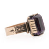 Victorian 10K Rose Gold Antique Purple Amethyst Fashion/Statement Ring from the left highlighting the hand carved shank 