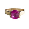 Vintage 18K Yellow Gold Solitaire Pink Gem Engagement/Statement Ring from the front showing off the overall design 
