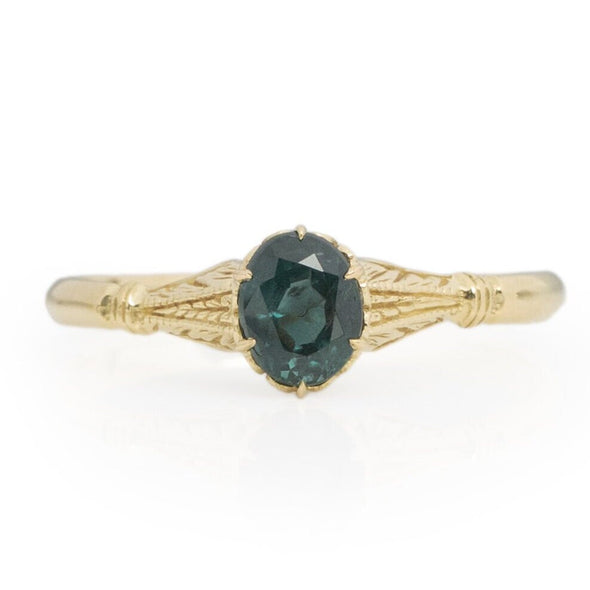 Art Deco 18K Yellow Gold Oval Cut Alexandrite Solitaire Ring GIA Report