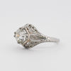 Circa 1920's Art Deco Platinum Antique Filigree Old European Cut Diamond Ring