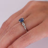 Art Deco Platinum Rich Blue Round Brilliant Cut Natural Sapphire Ring