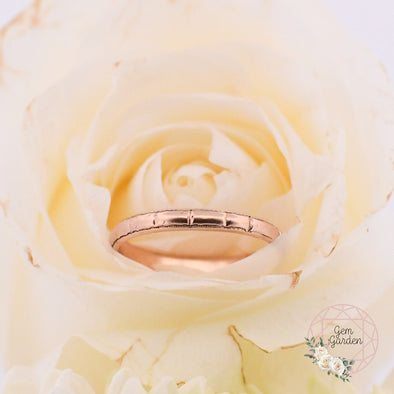 Vintage 14K Yellow Gold Minimalist Design Unisex Wedding Stackable Band - R-223O